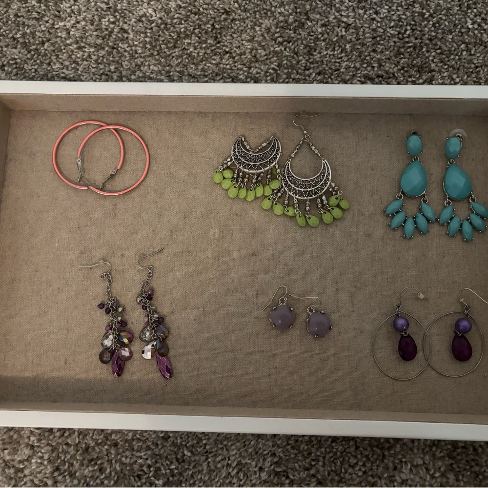 Vibrant Earring Collection with Turquoise and Purple
